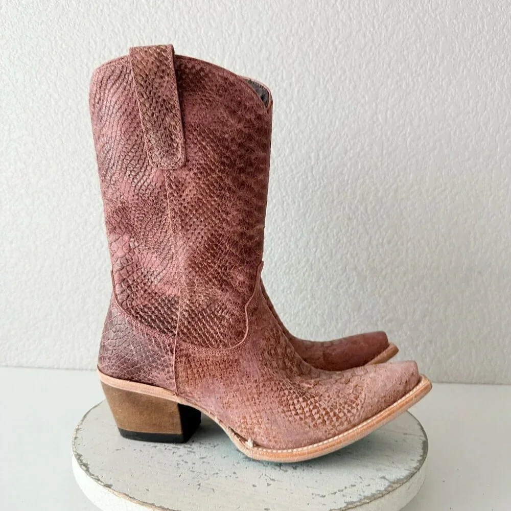 Lane NICE VICE Womens PInk Cowboy Boots Western Midi Calf Snip Toe Size 9.5 - Picture 2 of 13